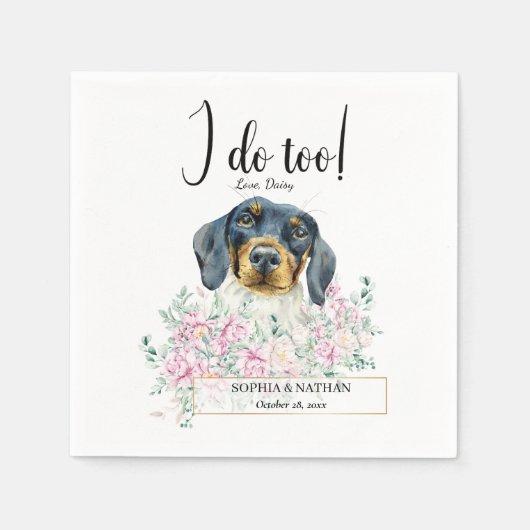 Dachshund Dog Wedding Cocktail Napkins Servet (Voorkant)