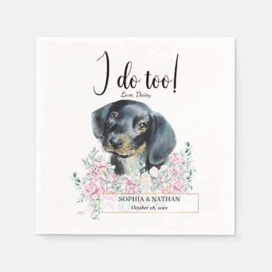 Dachshund Dog Wedding Cocktail Napkins Servet (Voorkant)