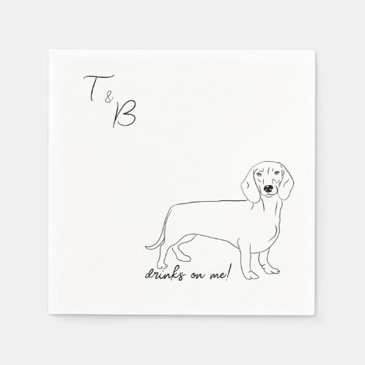 Dachshund Dog Wedding Cocktail Napkins Servet (Voorkant)