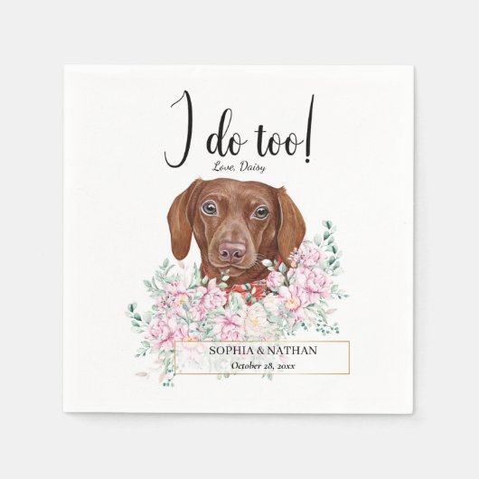 Dachshund Dog Wedding Cocktail Napkins Servet (Voorkant)