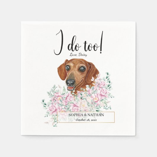 Dachshund Dog Wedding Cocktail Napkins Servet (Voorkant)