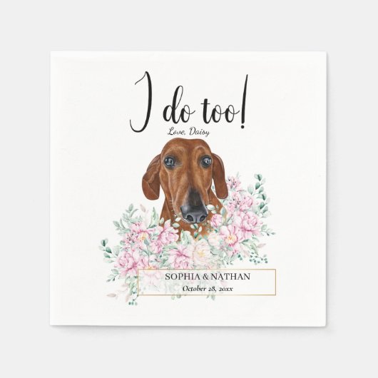 Dachshund Dog Wedding Cocktail Napkins Servet (Voorkant)
