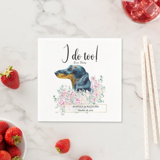 Dachshund Dog Wedding Cocktail Napkins Servet (Insitu)
