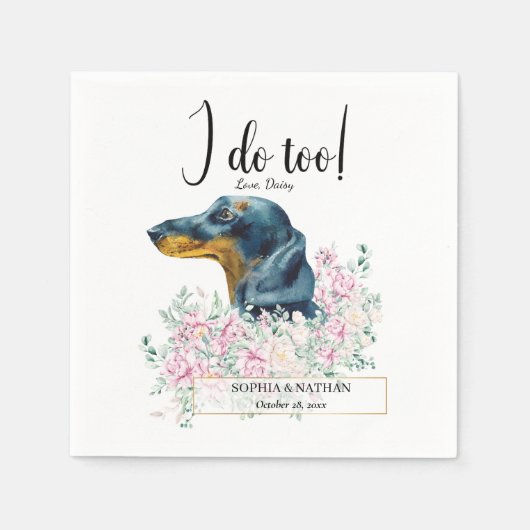 Dachshund Dog Wedding Cocktail Napkins Servet (Voorkant)