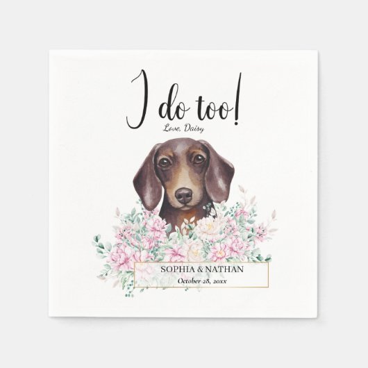 Dachshund Dog Wedding Cocktail Napkins Servet (Voorkant)