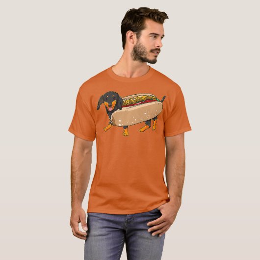 Dachshund Dog Weiner Hondenworst In Een Heet Bun T-shirt (Voorkant volledig)