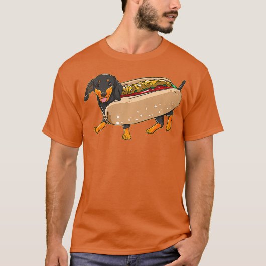 Dachshund Dog Weiner Hondenworst In Een Heet Bun T-shirt (Voorkant)