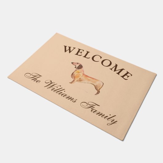 Dachshund Dog Weiner Pets Leuke Moderne Waterverf Deurmat (Schuin)