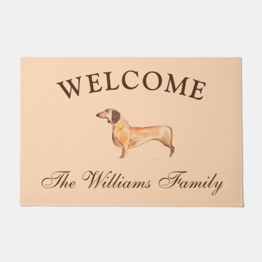 Dachshund Dog Weiner Pets Leuke Moderne Waterverf Deurmat (Voorkant)
