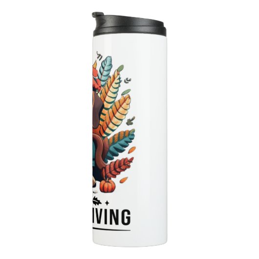 Dachshund Dog Weiner Turkije Kostuum Thanksgiving Thermosbeker (Geroteerd rechts)