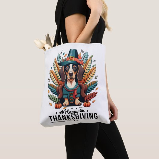 Dachshund Dog Weiner Turkije Kostuum Thanksgiving Tote Bag (Dichtbij)