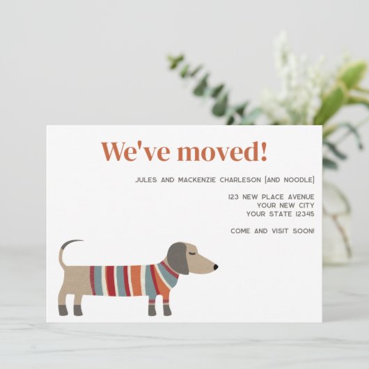 Dachshund Dog Wijziging adresaankondiging Aankondiging (Staand voorkant)