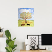 Dachshund Dogs Autumn Tree Walk Poster (Thuiskantoor)