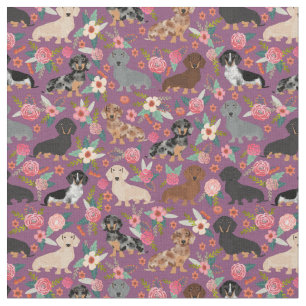 Dachshund Dogs bloemenaugplant Stof