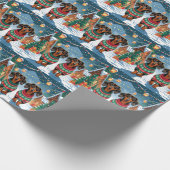 Dachshund Dogs Christmas Snow Holiday Cadeaupapier (Hoek)