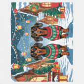 Dachshund Dogs Christmas Snow Holiday Fleece Deken (Voorkant)