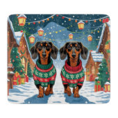 Dachshund Dogs Christmas Snow Holiday Snijplank (Voorkant)