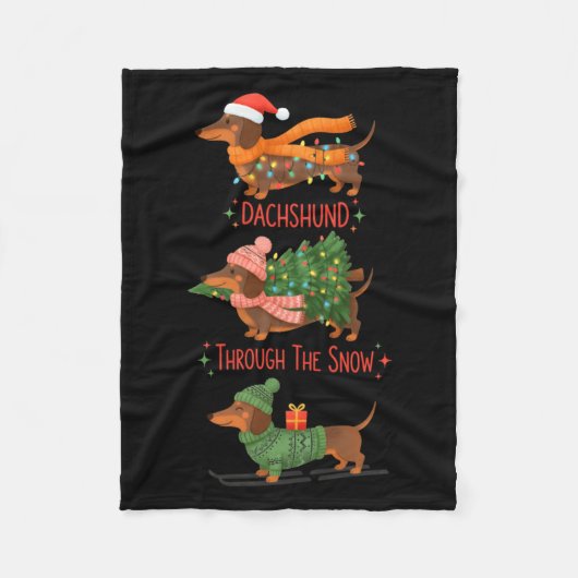 Dachshund Dogs Christmas Sweater Dachshund Through Fleece Deken (Voorkant)