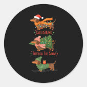 Dachshund Dogs Christmas Sweater Dachshund Through Ronde Sticker (Voorkant)