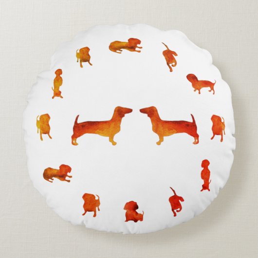 Dachshund Dogs Custom Rond Kussen (Voorkant)