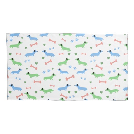 Dachshund Dogs Cute Doxies Paws Green Kussensloop (Achterkant-Rechts)