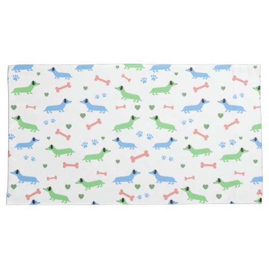 Dachshund Dogs Cute Doxies Paws Green Kussensloop (Voorkant-Rechts)