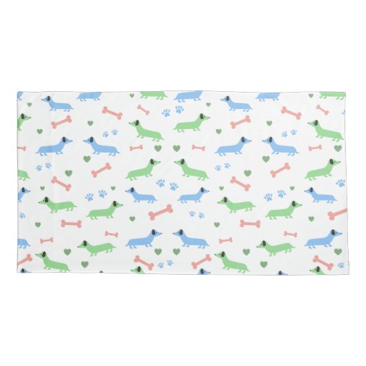 Dachshund Dogs Cute Doxies Paws Green Kussensloop (Achterkant-Links)