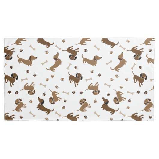Dachshund Dogs en Botten Cute Doxies Kussensloop (Voorkant-Links)