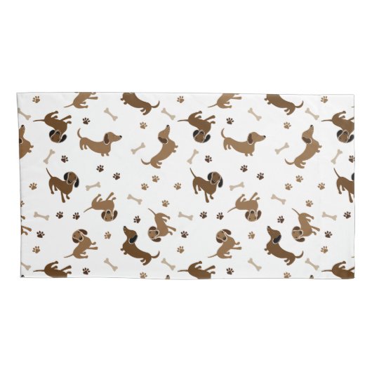 Dachshund Dogs en Botten Cute Doxies Kussensloop (Achterkant-Rechts)