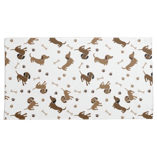 Dachshund Dogs en Botten Cute Doxies Kussensloop (Voorkant-Rechts)