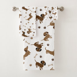 Dachshund Dogs en Botten Cute Paws Bad Handdoek