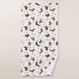 Dachshund Dogs en Botten Cute Paws Badhanddoek