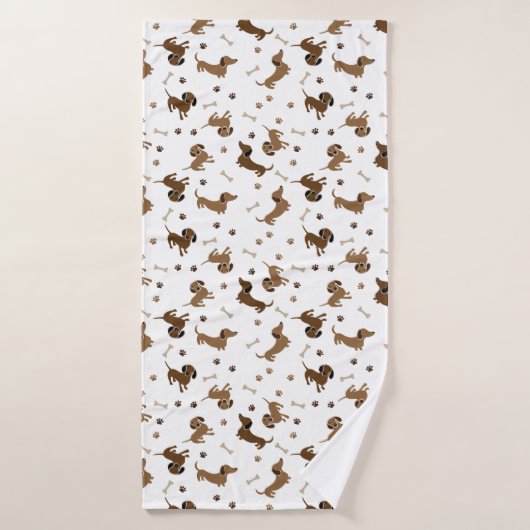 Dachshund Dogs en Botten Cute Paws Badhanddoek (Badhanddoek)