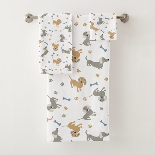 Dachshund Dogs en Paws Cute Pastel Bad Handdoek (Insitu)