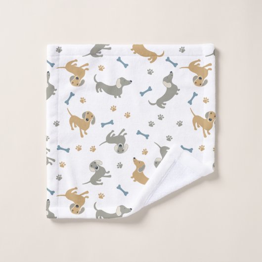 Dachshund Dogs en Paws Cute Pastel Bad Handdoek (Wasdoekje)