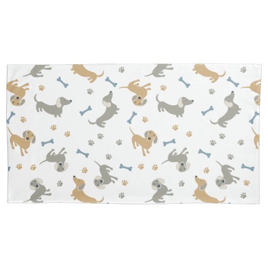 Dachshund Dogs en Paws Cute Pastel Doxies Kussensloop (Voorkant-Links)