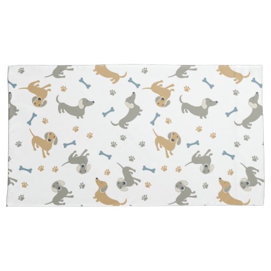 Dachshund Dogs en Paws Cute Pastel Doxies Kussensloop (Voorkant-Rechts)