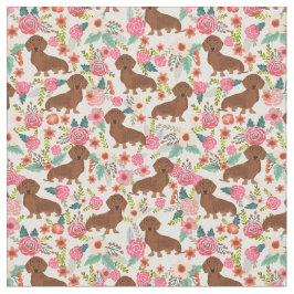 Dachshund dogs  florale crème stof