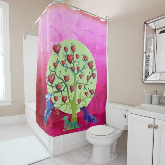 Dachshund Dogs harten Art Shower Curtain Douchegordijn (In situ)
