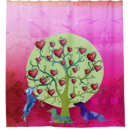 Dachshund Dogs harten Art Shower Curtain Douchegordijn (Voorkant)