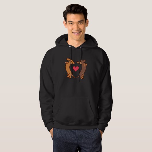 Dachshund Dogs Heart Wiener Valentines Day Men Wom Hoodie (Voorkant volledig)