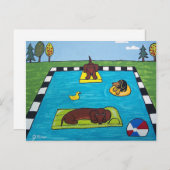 Dachshund Dogs heeft een Briefkaart van een poolpa (Voorkant / Achterkant)