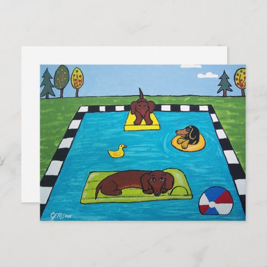 Dachshund Dogs heeft een Briefkaart van een poolpa (Voorkant / Achterkant)
