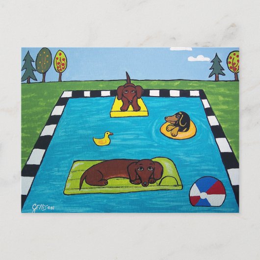 Dachshund Dogs heeft een Briefkaart van een poolpa (Voorkant)