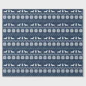 Dachshund Dogs kerstviatroop blauw Cadeaupapier (Vlak)
