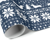 Dachshund Dogs kerstviatroop blauw Cadeaupapier (Rol Hoek)