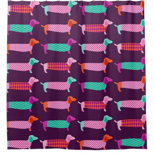 Dachshund Dogs: naadloos Schattige patroon. Douchegordijn (Voorkant)