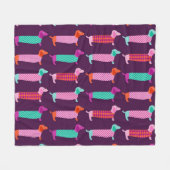 Dachshund Dogs: naadloos Schattige patroon. Fleece Deken (Voorkant (Horizontaal))