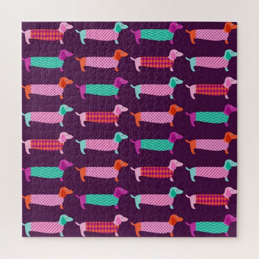 Dachshund Dogs: naadloos Schattige patroon. Legpuzzel (Verticaal)