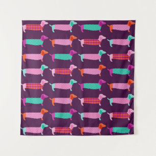 Dachshund Dogs: naadloos Schattige patroon. Wandkleed